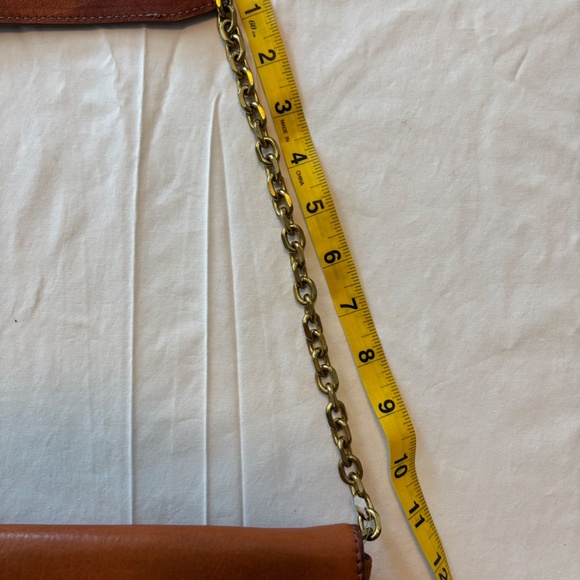 J Crew Clutch Bag Leather Tan Shoulder Strap - Picture 3 of 5